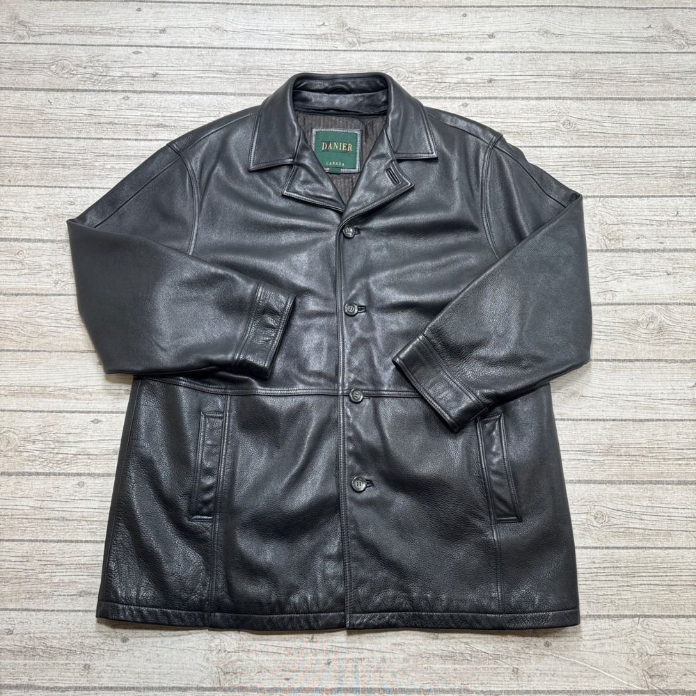 Vintage Danier Leather Jacket Men's 2XL Black Genuine Leather Sports Coat Canada